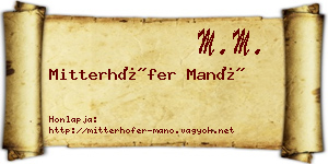 Mitterhöfer Manó névjegykártya